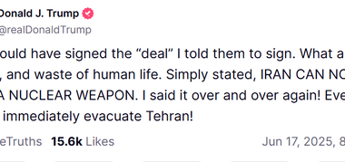 'Immediately evacuate Tehran': Trump's chilling social media warning
