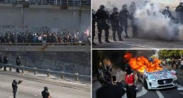 2,000 LA anti-ICE rioters takeover 101 Freeway downtown as self-driving cars lit on fire in chaotic scene