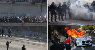 2,000 LA anti-ICE rioters takeover 101 Freeway downtown as self-driving cars lit on fire in chaotic scene
