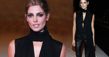Ashley Greene dons edgy leather outfit for KaufmanFranco's NYFW show