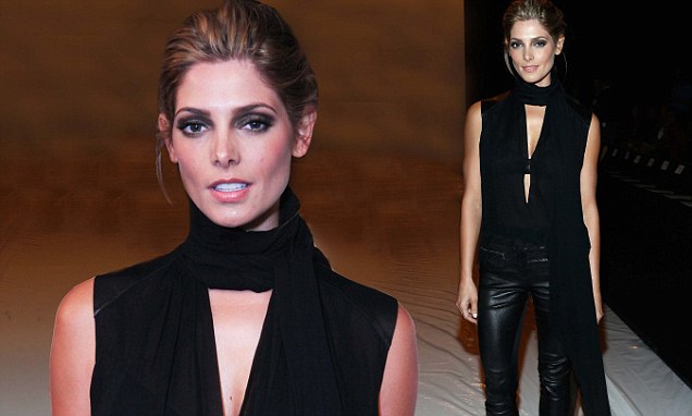 Ashley Greene dons edgy leather outfit for KaufmanFranco's NYFW show
