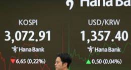 Asian shares are mostly higher after US stocks rise to the brink of a record