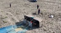 Hot air balloon crash site in Turkey; one fatality and nineteen injuries.