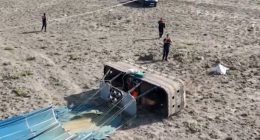 Hot air balloon crash site in Turkey; one fatality and nineteen injuries.