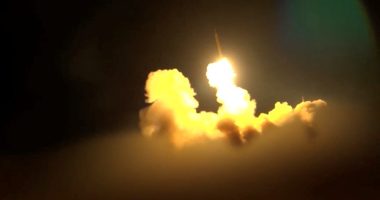 Missile launch at night.