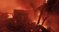 Burned-out building in Pryluky, Chernihiv region.