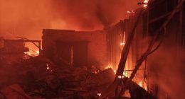 Burned-out building in Pryluky, Chernihiv region.