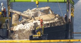 Bayesian emerges from the waves: Damage seen on £30m sunk superyacht