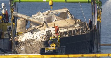 Bayesian emerges from the waves: Damage seen on £30m sunk superyacht