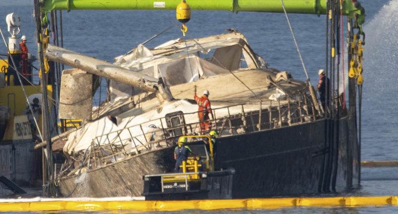 Bayesian emerges from the waves: Damage seen on £30m sunk superyacht
