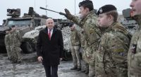 Defence secretary John Healey meeting British personnel at the Tapa military base in Estonia