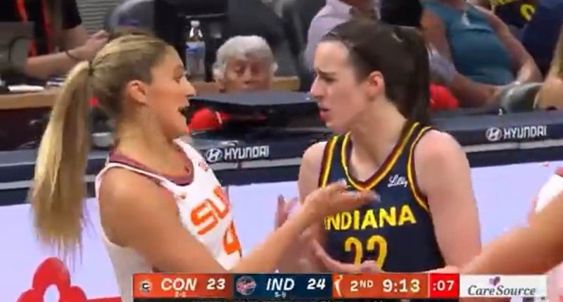 Caitlin Clark shoved to floor after Fever star exploded on rival