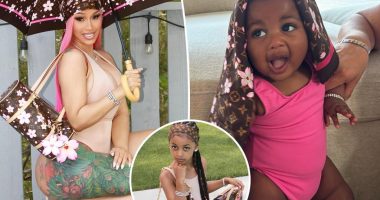 Cardi B and kids pose with over $15K worth of Louis Vuitton