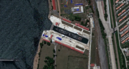 Satellite images taken Sunday by Maxar Technologies show the 5,000-tonne destroyer, as yet unnamed, in a drydock in the port of Rajin