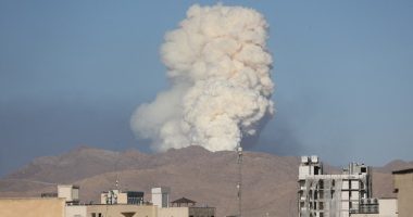 Smoke plume rising over Tehran after an Israeli attack.