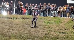 Footy fans at a Manly Sea Eagles match decided to take run it straight to new levels by using the hill at Four Pines Park, formerly known as Brookvale Oval