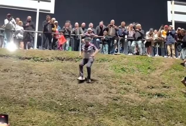 Footy fans at a Manly Sea Eagles match decided to take run it straight to new levels by using the hill at Four Pines Park, formerly known as Brookvale Oval