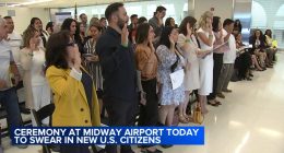 Dozens become US citizens in first-ever naturalization ceremony at Chicago Midway airport: 'It means everything'