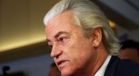 Geert Wilders speaking to the media.