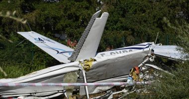 Wreckage of a small plane after a fatal crash.