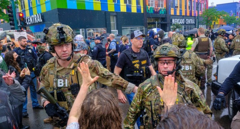 Federal officers in tactical gear went into a Latino community in Minneapolis. A protest followed