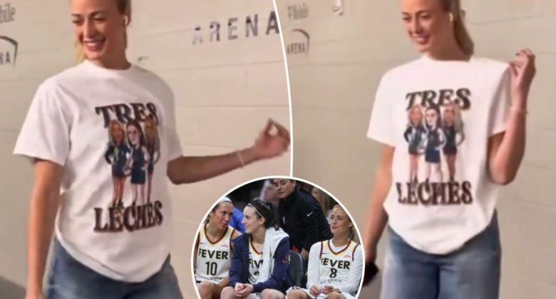 Fever's Sophie Cunningham wears 'Tres Leches' shirt with Caitlin Clark, Lexie Hull faces