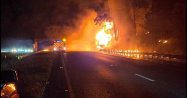 Fiery crash shuts down I-20 in Aiken County; nearby bridge collapses