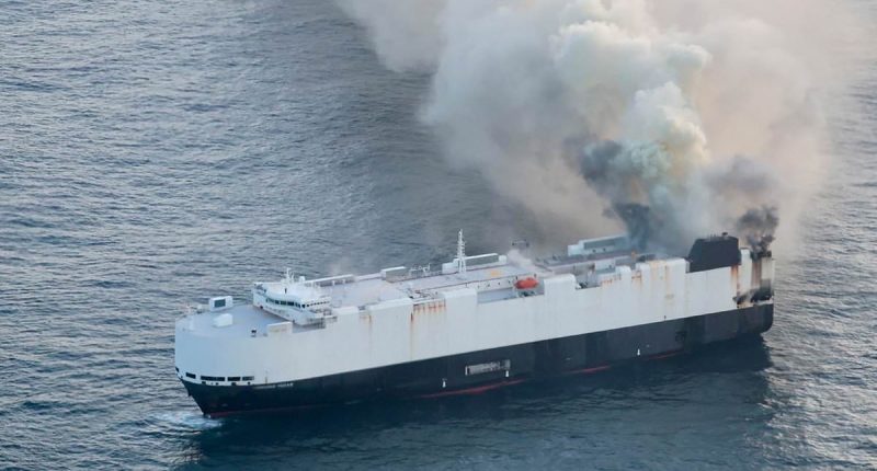 Fire forces cargo ship full of EVs to be abandoned in Pacific Ocean