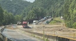 Flooding and rock slides close heavily damaged I-40 section in Smoky Mountains