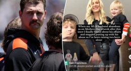 Giants' Sean Hjelle responds to wife Caroline's 'abuse', 'affairs' allegations