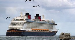 The Disney Dream cruise ship departing Port Canaveral.