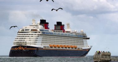 The Disney Dream cruise ship departing Port Canaveral.