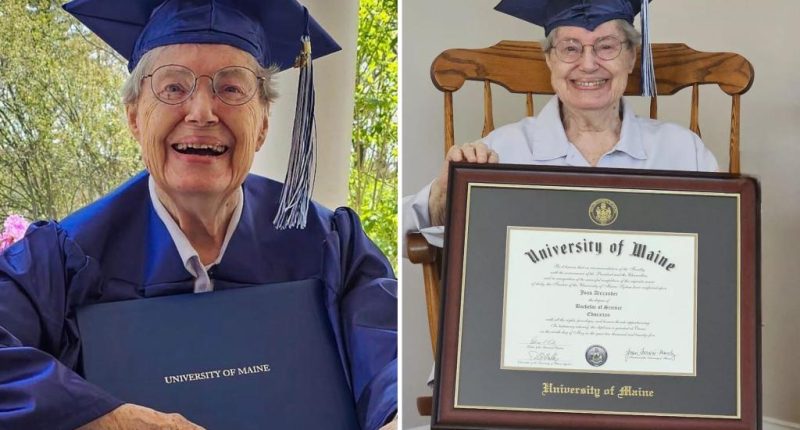 Grandmother, 88, barred from graduating college due to pregnancy clinches diploma at Maine university 60 years later