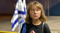 Greta Thunberg arriving on dry land.