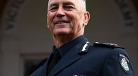 Victoria Police Chief Commissioner Mike Bush spoke to members of the force during his first day at the Victoria Police Academy in Melbourne