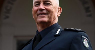 Victoria Police Chief Commissioner Mike Bush spoke to members of the force during his first day at the Victoria Police Academy in Melbourne