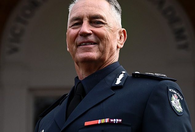 Victoria Police Chief Commissioner Mike Bush spoke to members of the force during his first day at the Victoria Police Academy in Melbourne