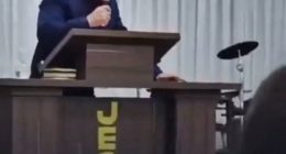 Pastor collapsing during a sermon.