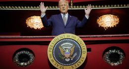 President Donald Trump speaking at the Kennedy Center.