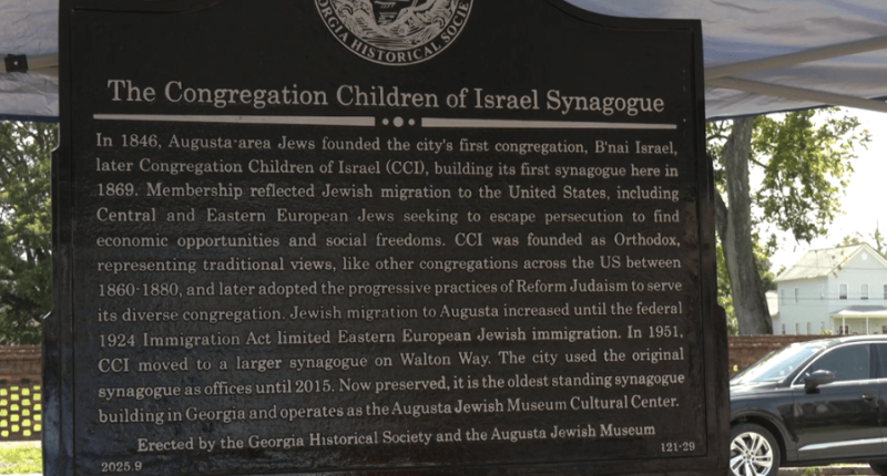 Historical marker unveiled at Augusta Jewish Museum