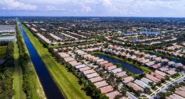Aerial view of a residential neighborhood in Boynton Beach, Florida.