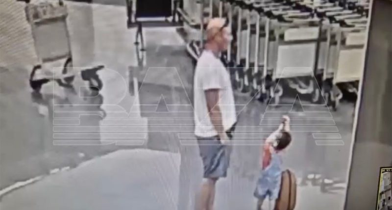 CCTV footage of a man throwing a toddler to the ground.