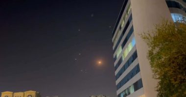 In this frame-grab made from video, missiles and air-defence interceptors illuminate the night sky over Doha after Iran launched an attack on US forces at Al Udeid Air Base on June 23, 2025 in Doha.