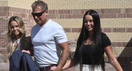 Barry Morphew leaves a Fremont County court building in Canon City, Colorado, with his daughters Macy (left) and Mallory (Rright) after charges against him in the presumed death of his wife were dismissed on April 19, 2022. (Jerilee Bennett/The Gazette via AP, File)