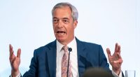 Nigel Farage speaking at a press conference.