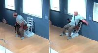 Idiot tourist break Van Gogh art chair at Palazzo Maffei.