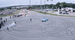 Illegal street takeover shuts down busy intersection with dangerous stunts, fireworks: police