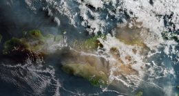 Tï»¿he eruption of Indonesia's Lewotobi Laki-Laki was seen from space, with plumes of smoke and ash being thrown into the atmosphere.