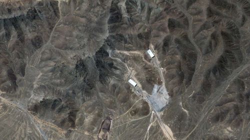 A satellite image of Fordow Fuel Enrichment Plant in Iran, as it was in 2004.
