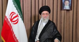 Ali Khamenei addressing the nation on Iranian state television.